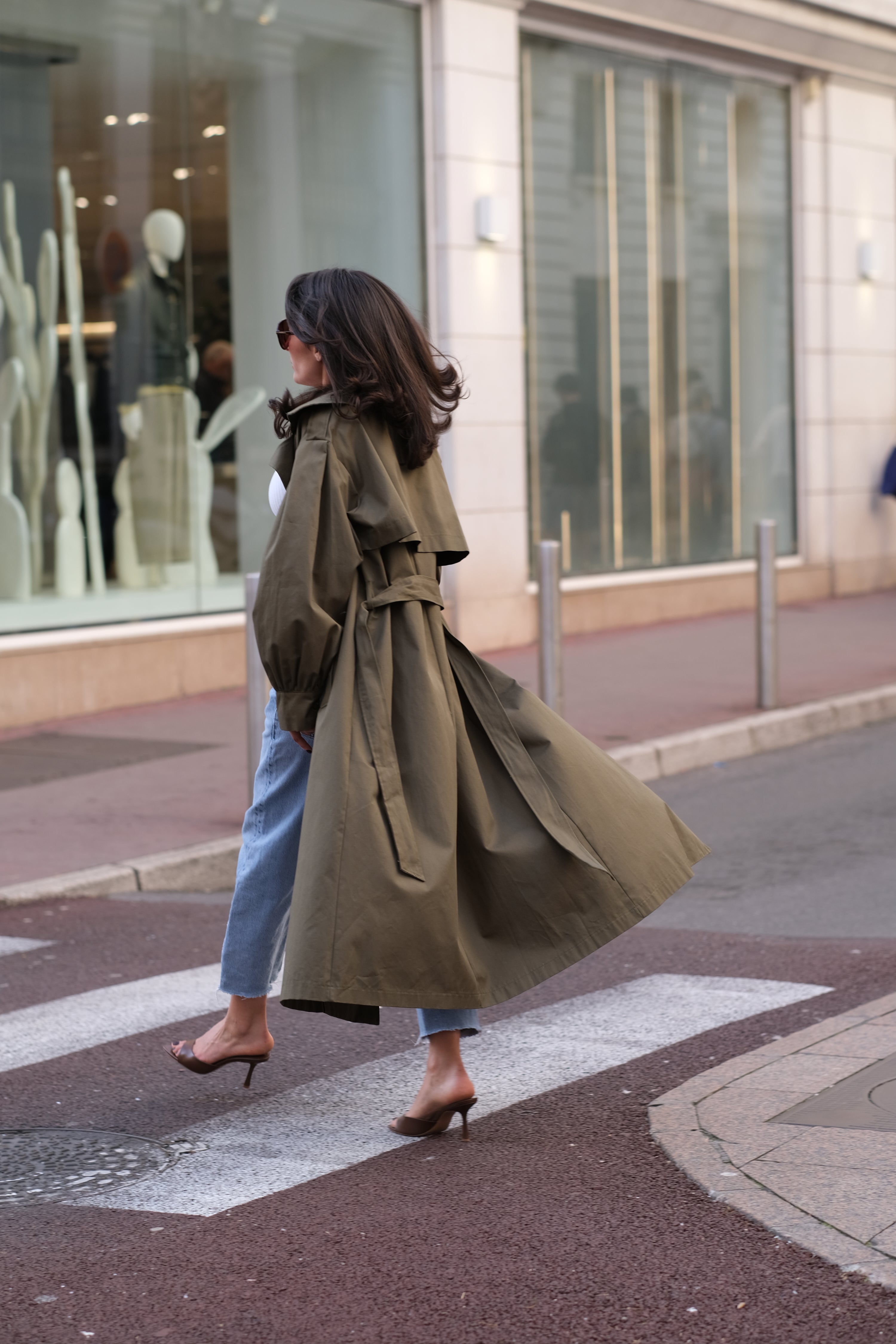 Cannes trench long kaki