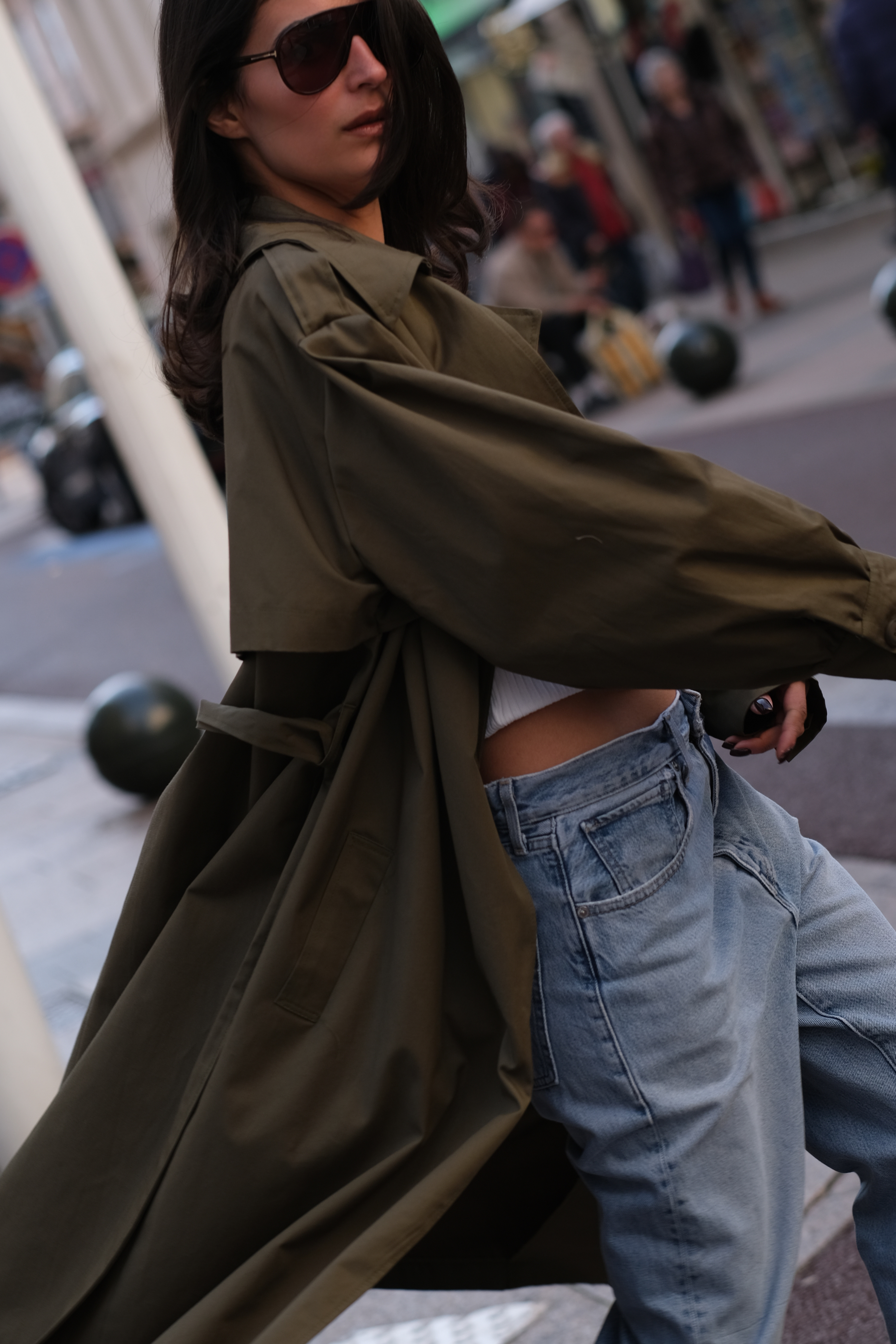 Cannes trench long kaki