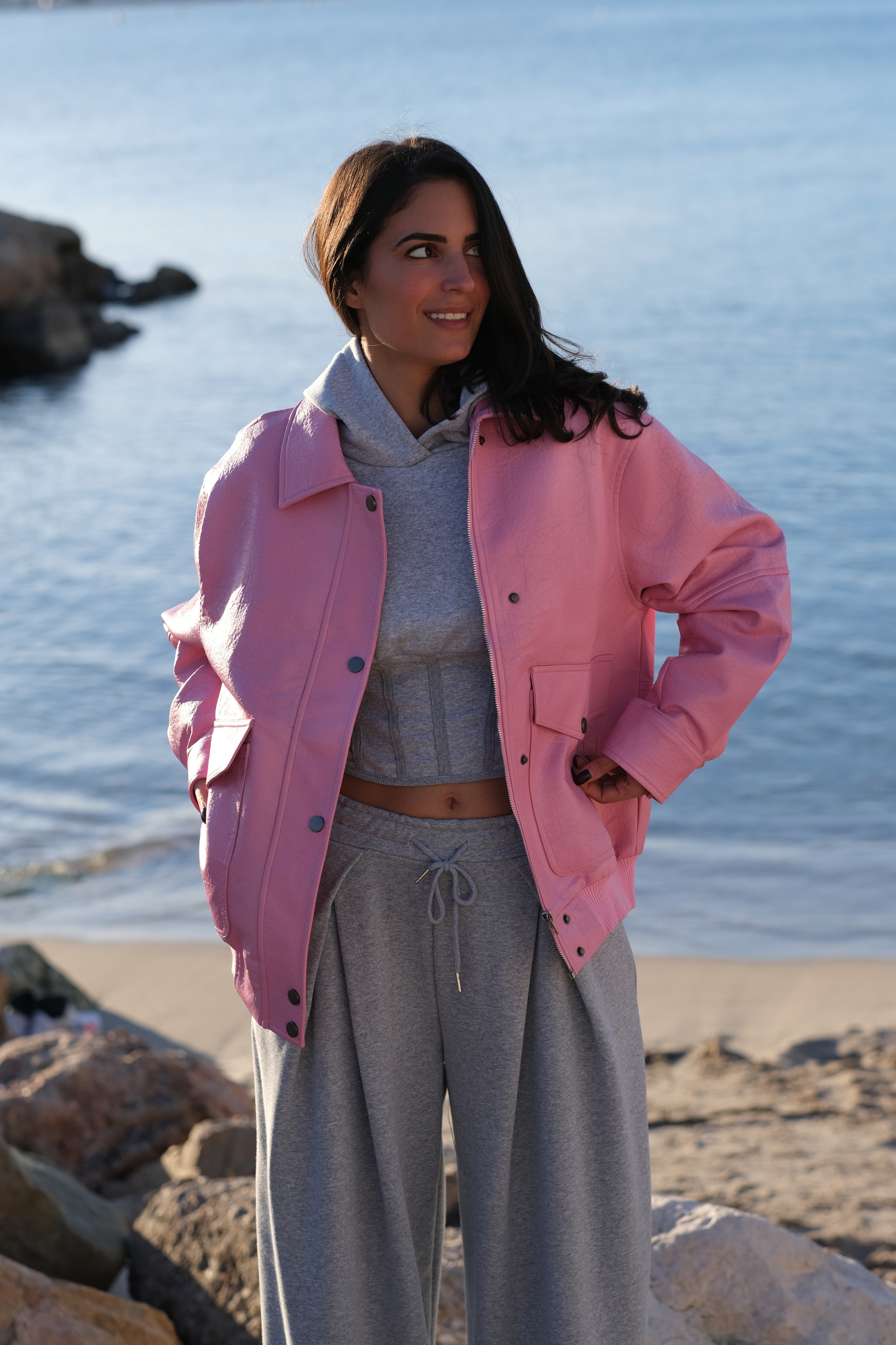 Bonbon - Veste en cuir vegan zippe avec poche