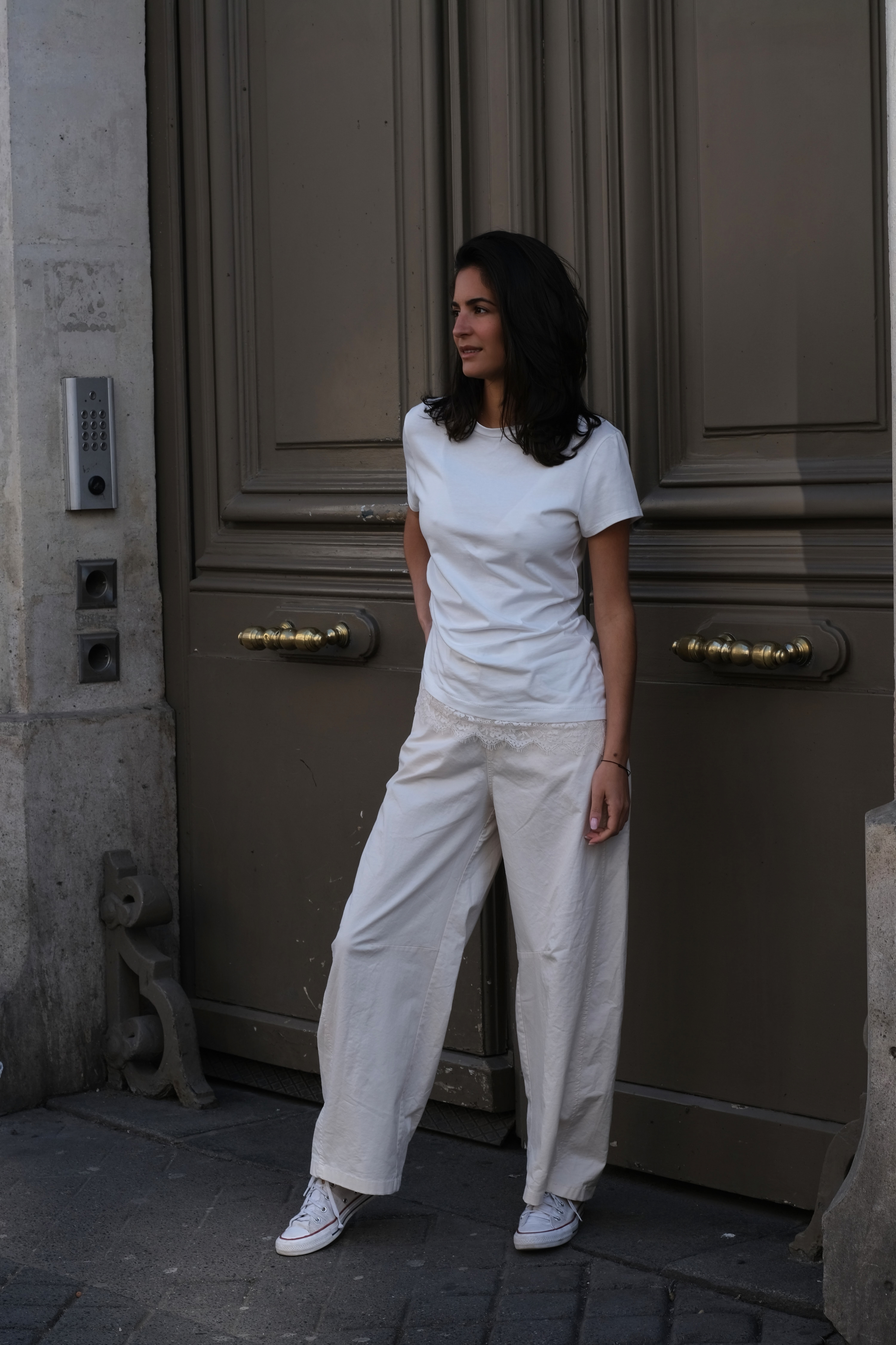 EASY - Pantalon en coton beige