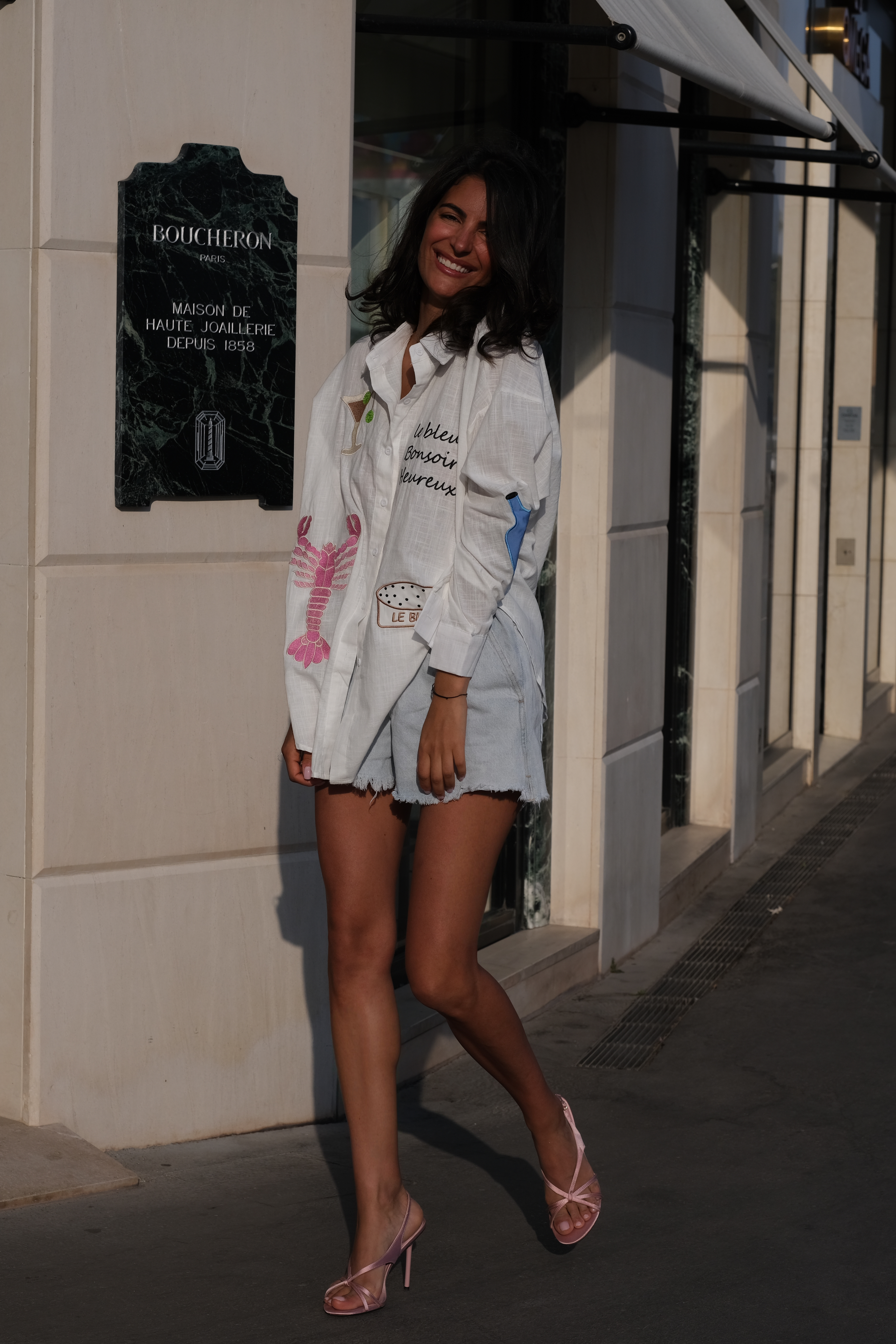 BLEU BONSOIR - CHEMISE BLANCHE EN COTON et LIN