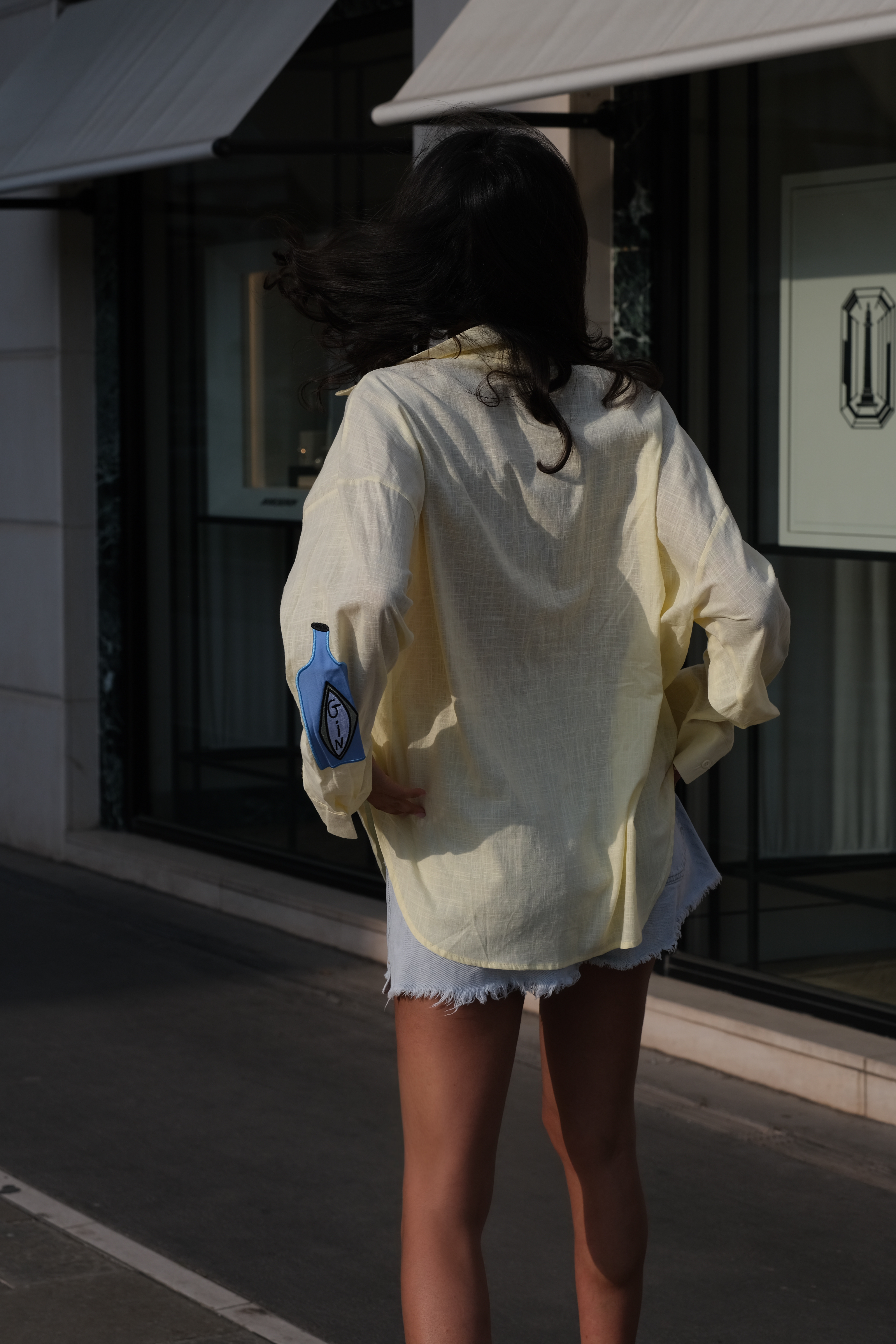 BLEU BONSOIR - CHEMISE JAUNE CLAIR EN COTON et LIN