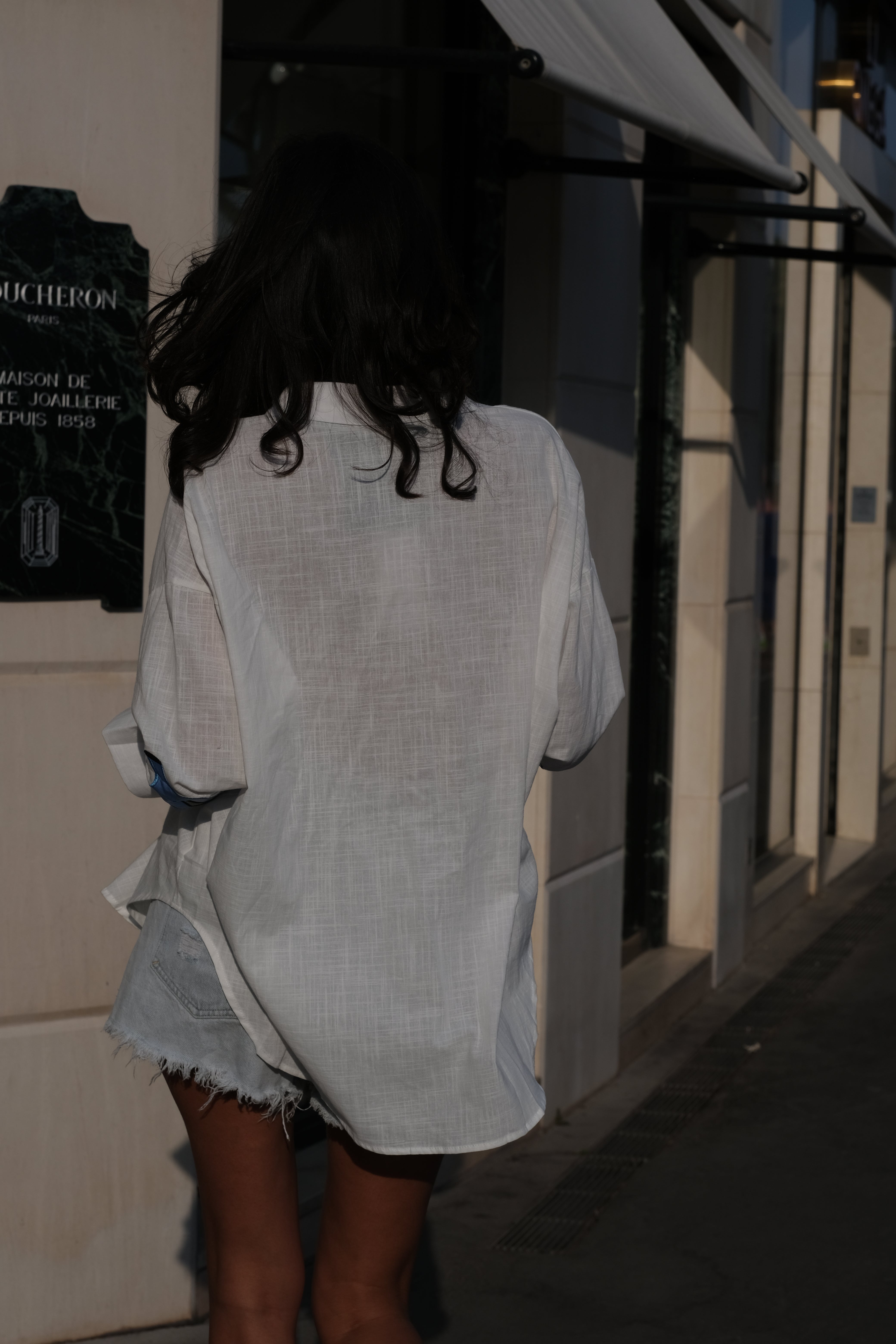 BLEU BONSOIR - CHEMISE BLANCHE EN COTON et LIN