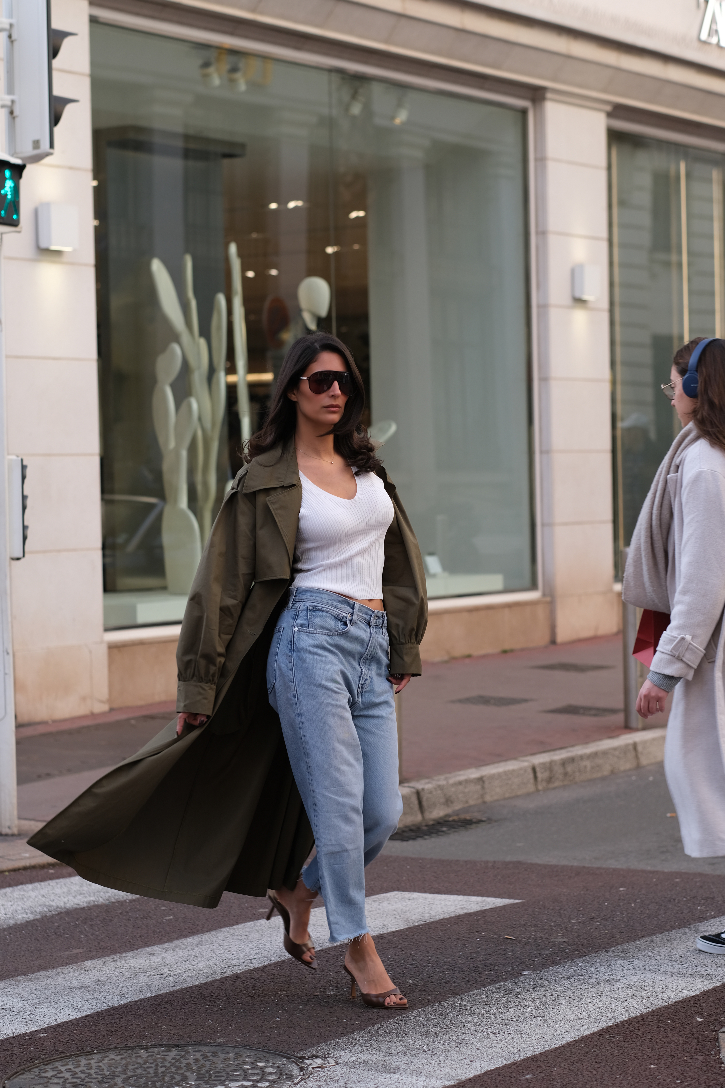 Cannes trench long kaki