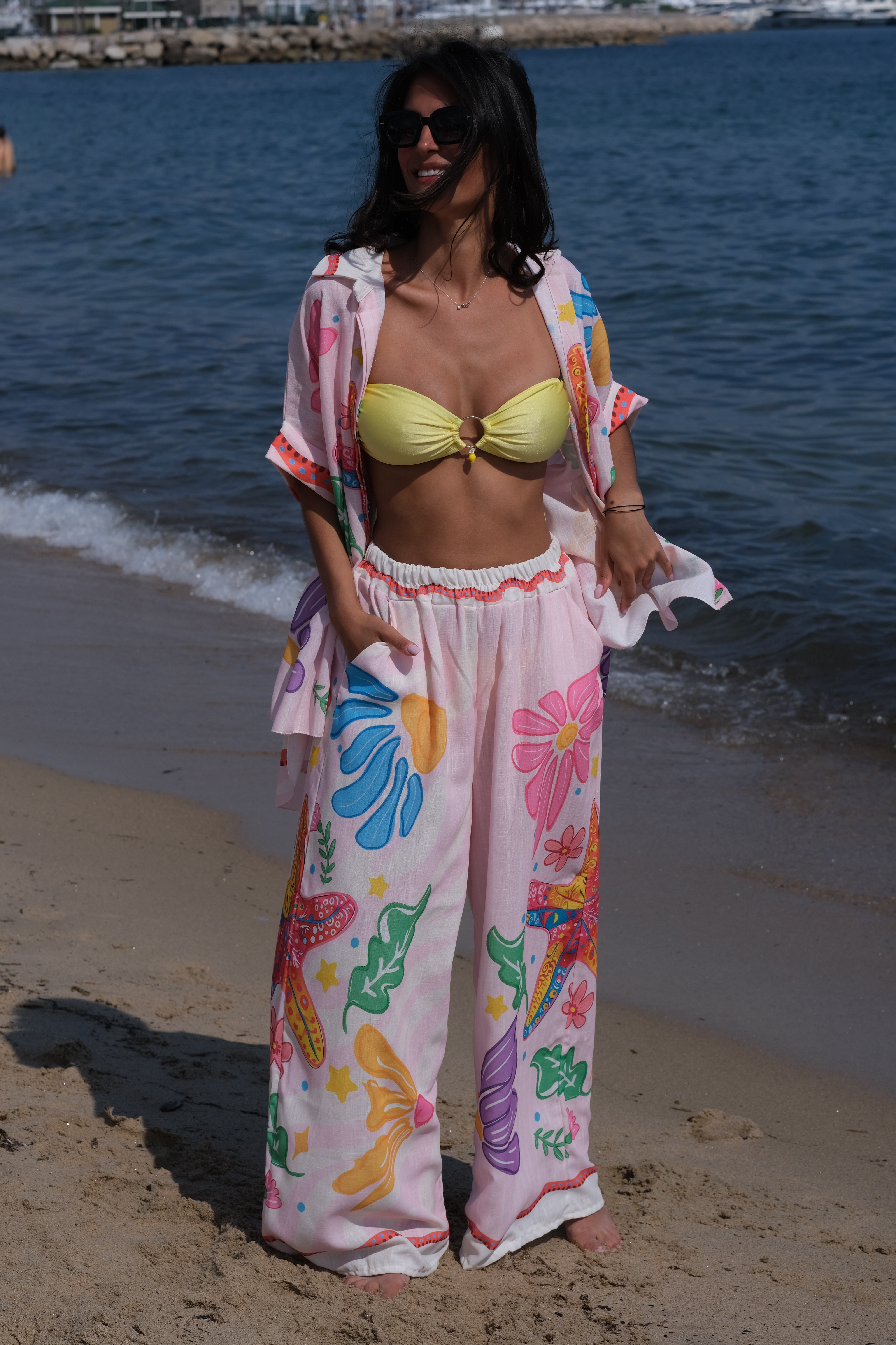 L'amour a la plage ROSE  - Ensemble pantalon / chemise