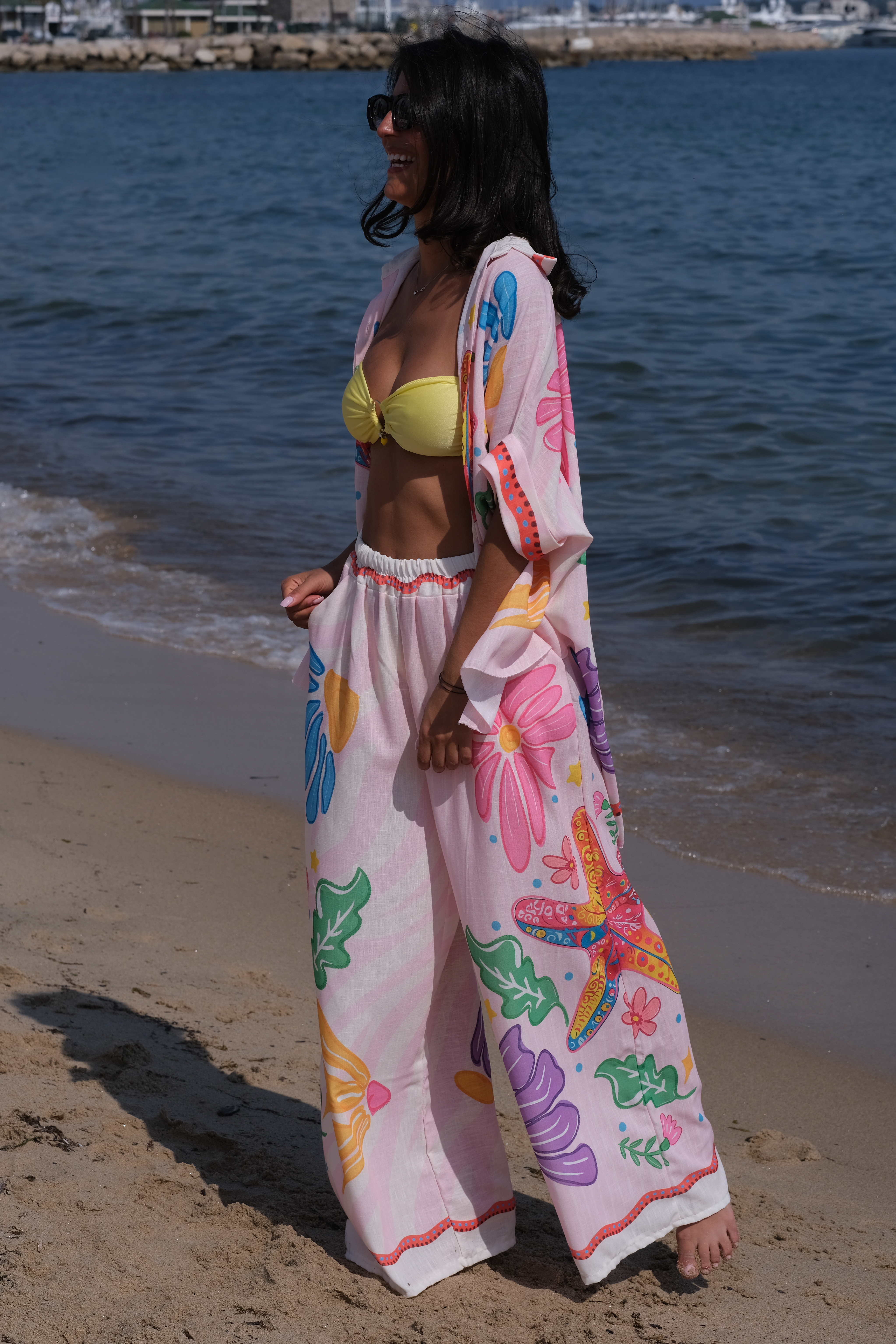 L'amour a la plage ROSE  - Ensemble pantalon / chemise