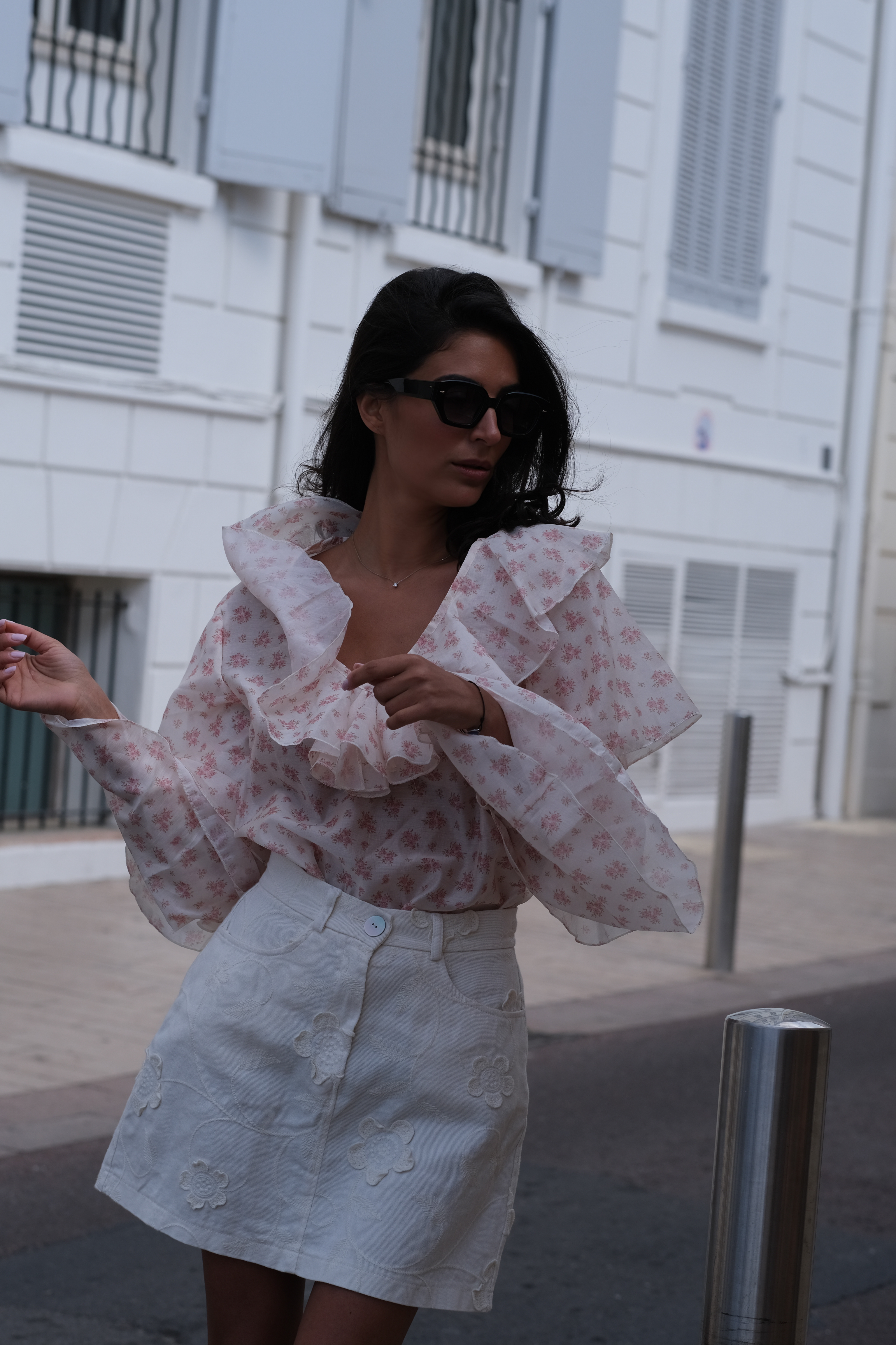 SOLEIL D'AZUR - tunique a volant rose clair