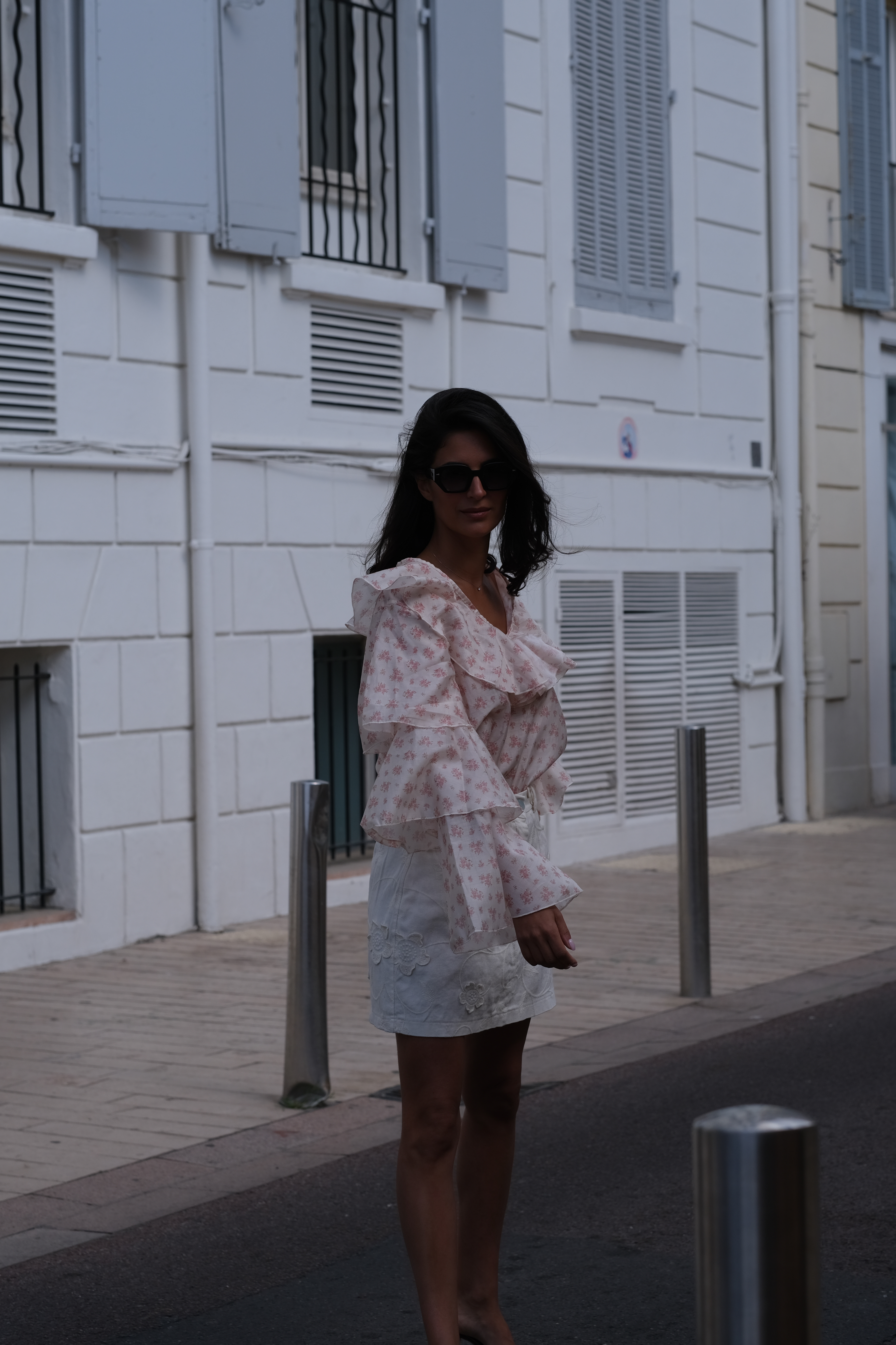 SOLEIL D'AZUR - tunique a volant rose clair